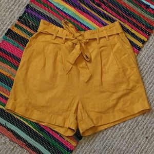 Popsugar | Paperbag Mustard Shorts